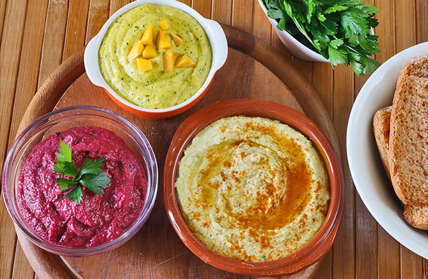 Tris di hummus vegani